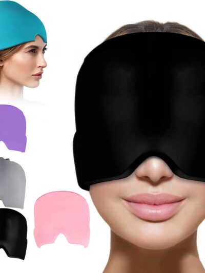 Form Fitting Gel Ice Headache  Migraine Relief Hat Cold Compress Therapy Cap  Ice Head Wrap Pack Mask  for Tension Sinus Stress
