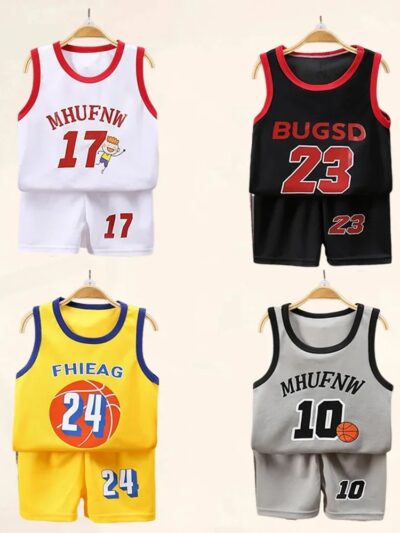Children Sets Summer Sleeveless Basketball T-shirts Shorts for Children Clothing Quick-drying Sport Tank Tops Kids Clothes
