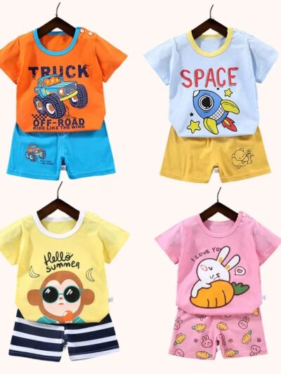 2PCS mother Kids Clothes Children's Sets Boys Girl T-shirt Shorts Summer Cotton Short sleeve Baby Children Clothing Toddler Suit