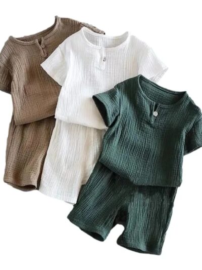 Baby kids Girls Clothes BOY SET Summer Toddler boy Cotton T-shirt+Shorts Linen Children Clothing Outfits Suits For 1 To 7 Years