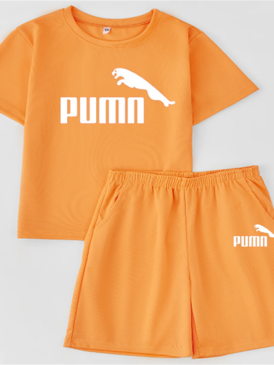 Mesh quick drying Children Round Neck T-shirt+Shorts set