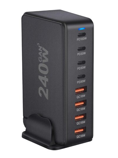 240W  Desktop GaN Charger 8-port USB Type C PD Charger Fast Charge 3.0 USB Type C Fast Charger Mobile USB Charger