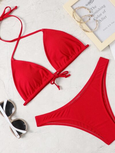 2022 new sexy bikini suit solid color swimsuit women's Beach swimsuit